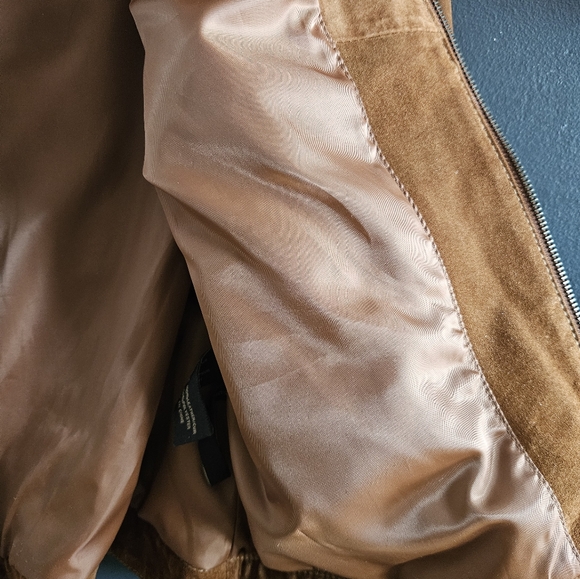 Women's Brown Suede Moto Jacket Size L - Picture 5 of 7